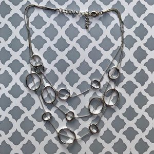Silver Multi String Oval Necklace